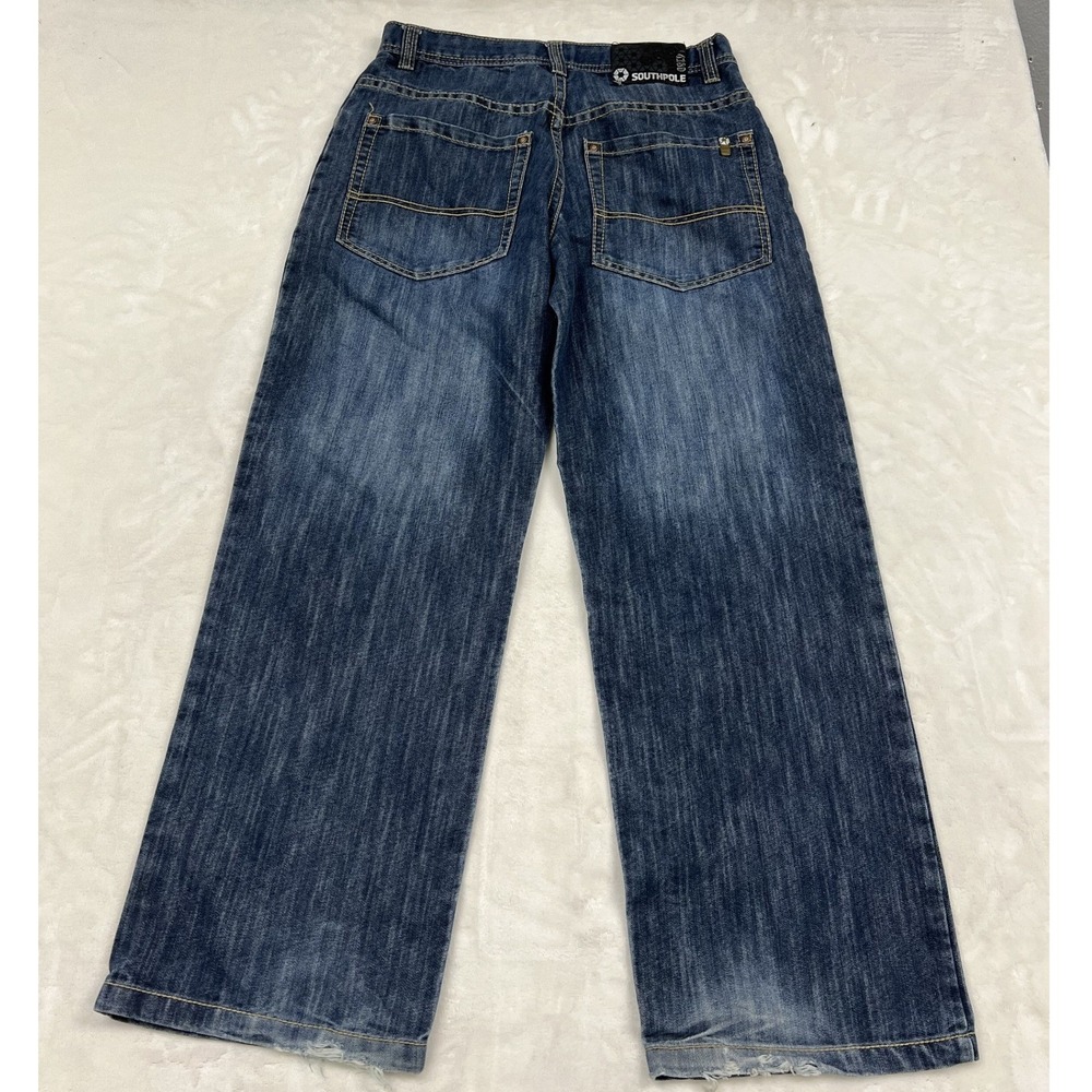 Southpole Jeans Mens 34 Blue Baggy Wide Leg Y2K Streetwear Dark Wash Skate
